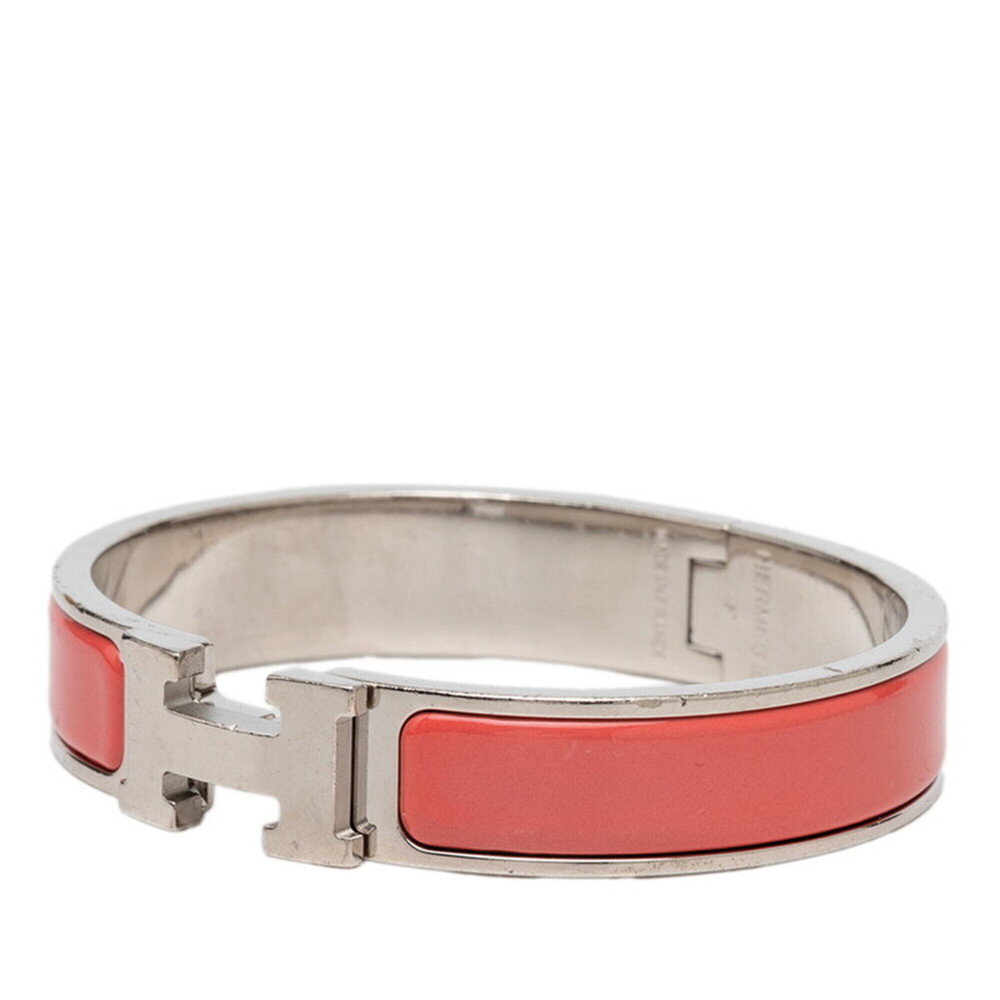 Hermes Click H PM Enamel Bracelet Bangle Pink Silver Metal Women's HERMES - Picture 2 of 5